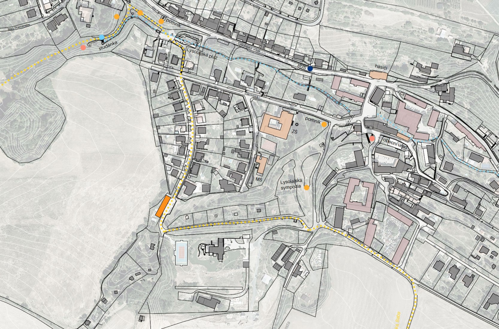 Site plan. Technical Services Base Lysolaje by Progres architekti.
