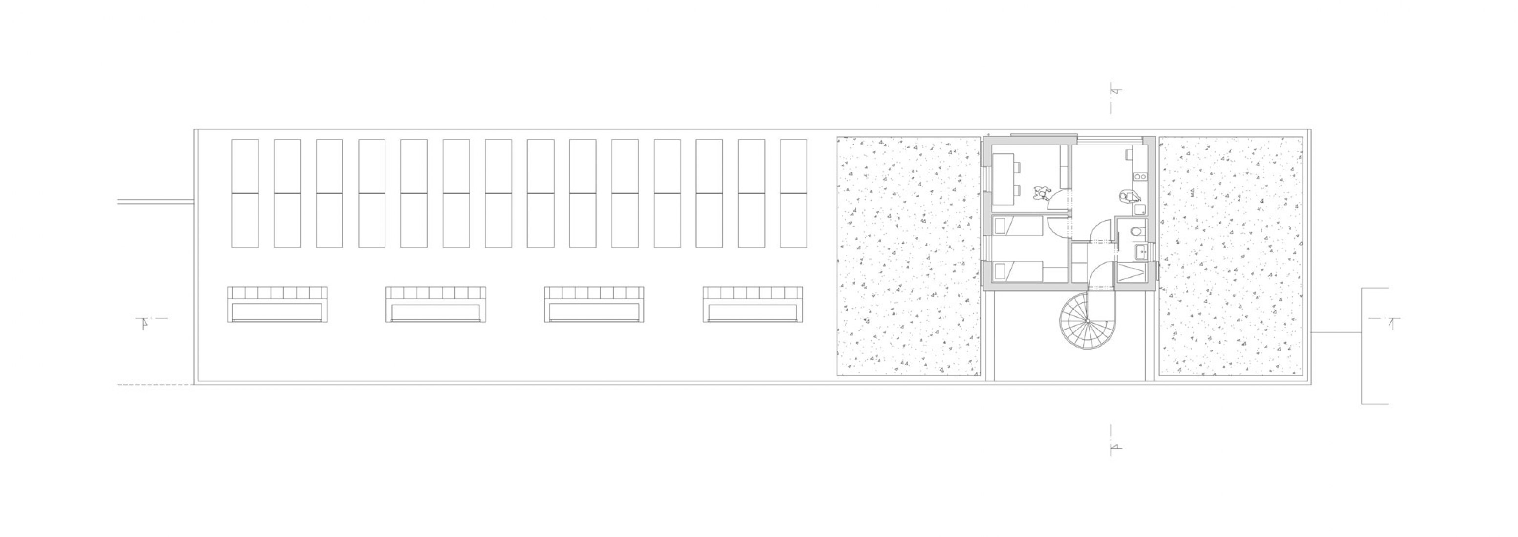 First floor plan. Technical Services Base Lysolaje by Progres architekti.