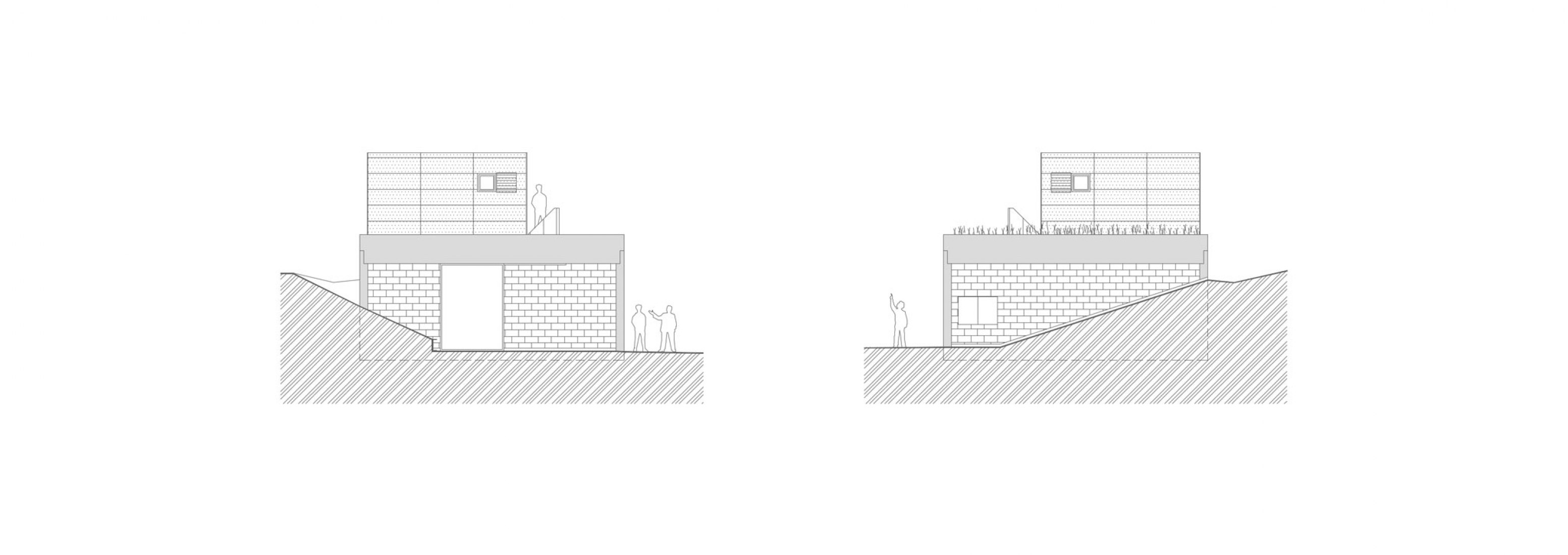South North elevation. Technical Services Base Lysolaje by Progres architekti.