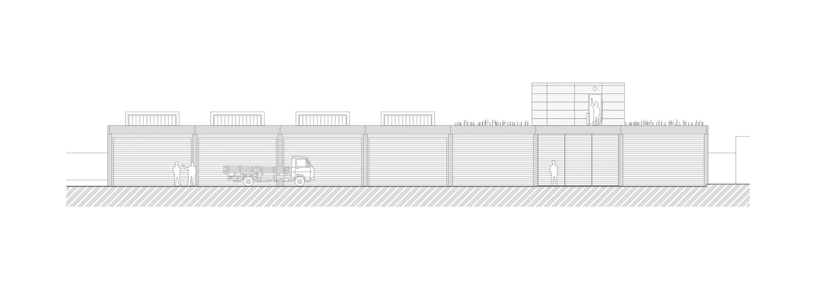 East elevation. Technical Services Base Lysolaje by Progres architekti.