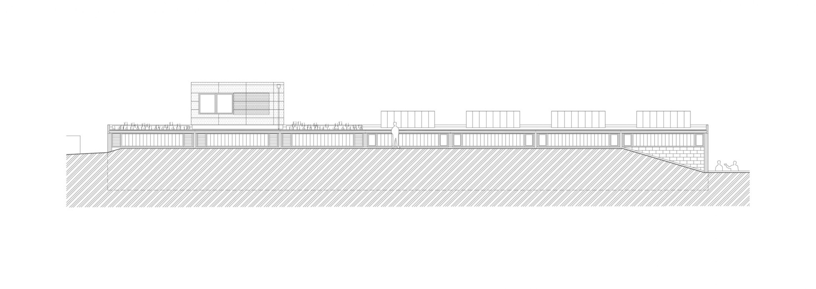 West elevation. Technical Services Base Lysolaje by Progres architekti.