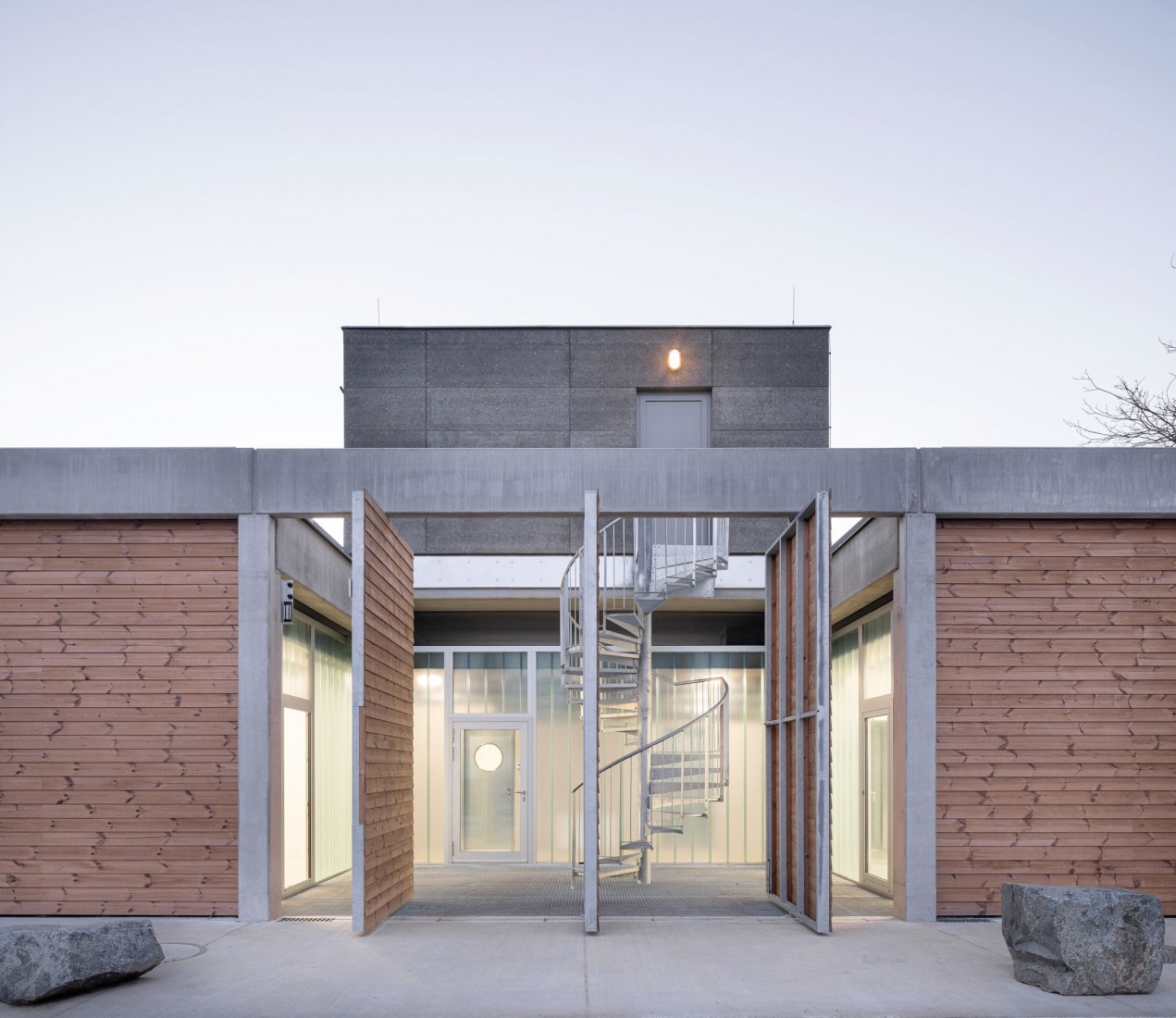 Technical Services Base Lysolaje by Progres architekti. Photogragph by Alex Shoots Buildings.
