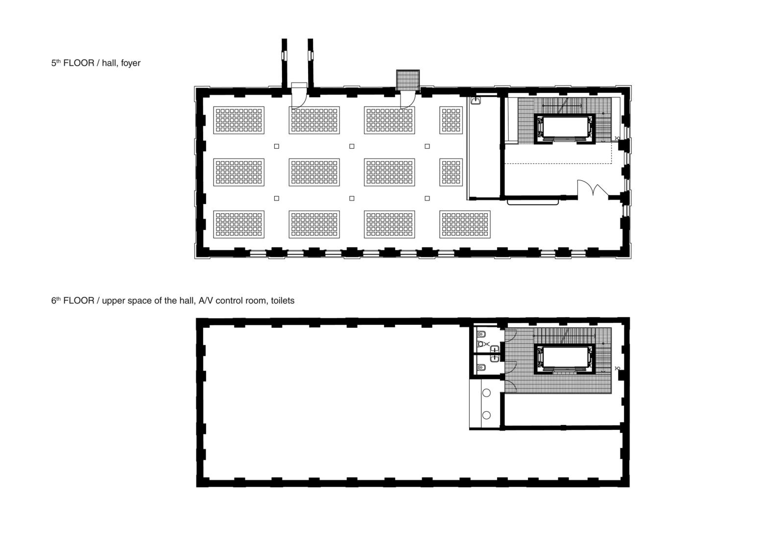 Plano de plantas quinta y sexta. Renovación del silo de cereales Molinos Automáticos por Prokš Přikryl architekti. 