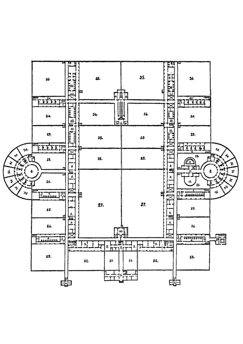 Plano histórico de la edificiación. Centro Psiquiátrico - Rehabilitación y ampliación por Vaillo+Irigaray Architects, Galar, Vélaz.