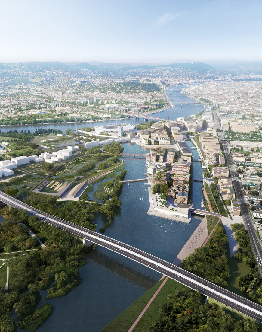 Visualziación. Plan Director Puerta Sur Budapest por Snøhetta