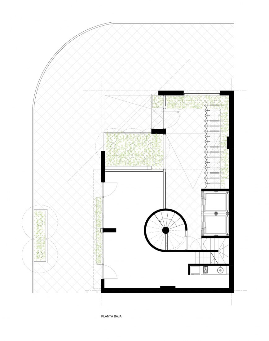 Ground floor plan. Pueyrredón 1101 in Rosario, Santa Fe. Courtesy by Pablo Gagliardo