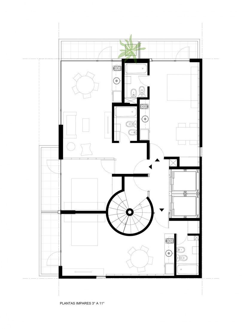 3rd Floor plan. Pueyrredón 1101 in Rosario, Santa Fe. Courtesy by Pablo Gagliardo