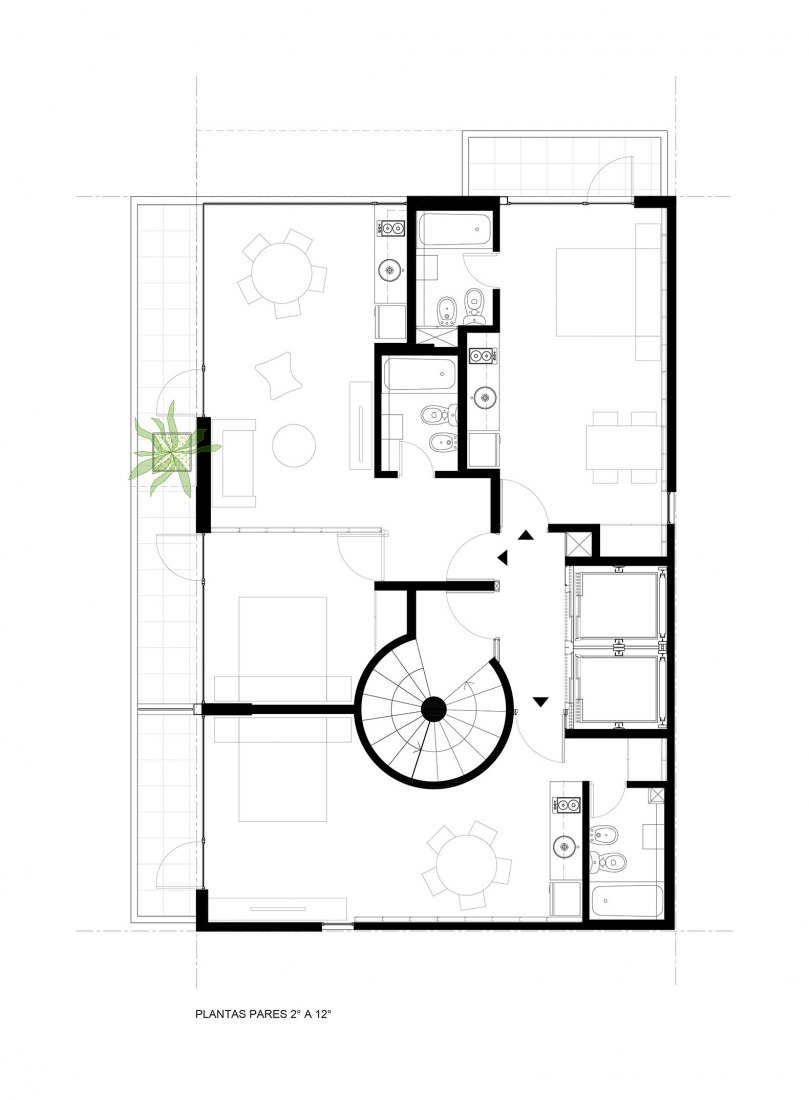 2nd floor plan. Pueyrredón 1101 in Rosario, Santa Fe. Courtesy by Pablo Gagliardo