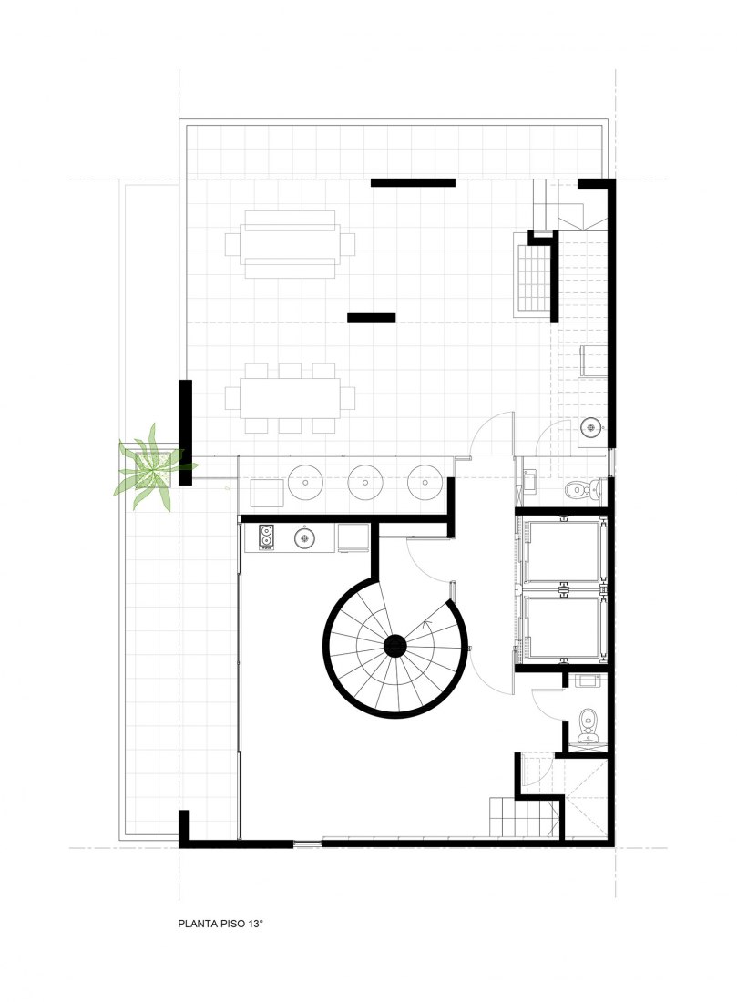 13th floor plan. Pueyrredón 1101 in Rosario, Santa Fe. Courtesy by Pablo Gagliardo
