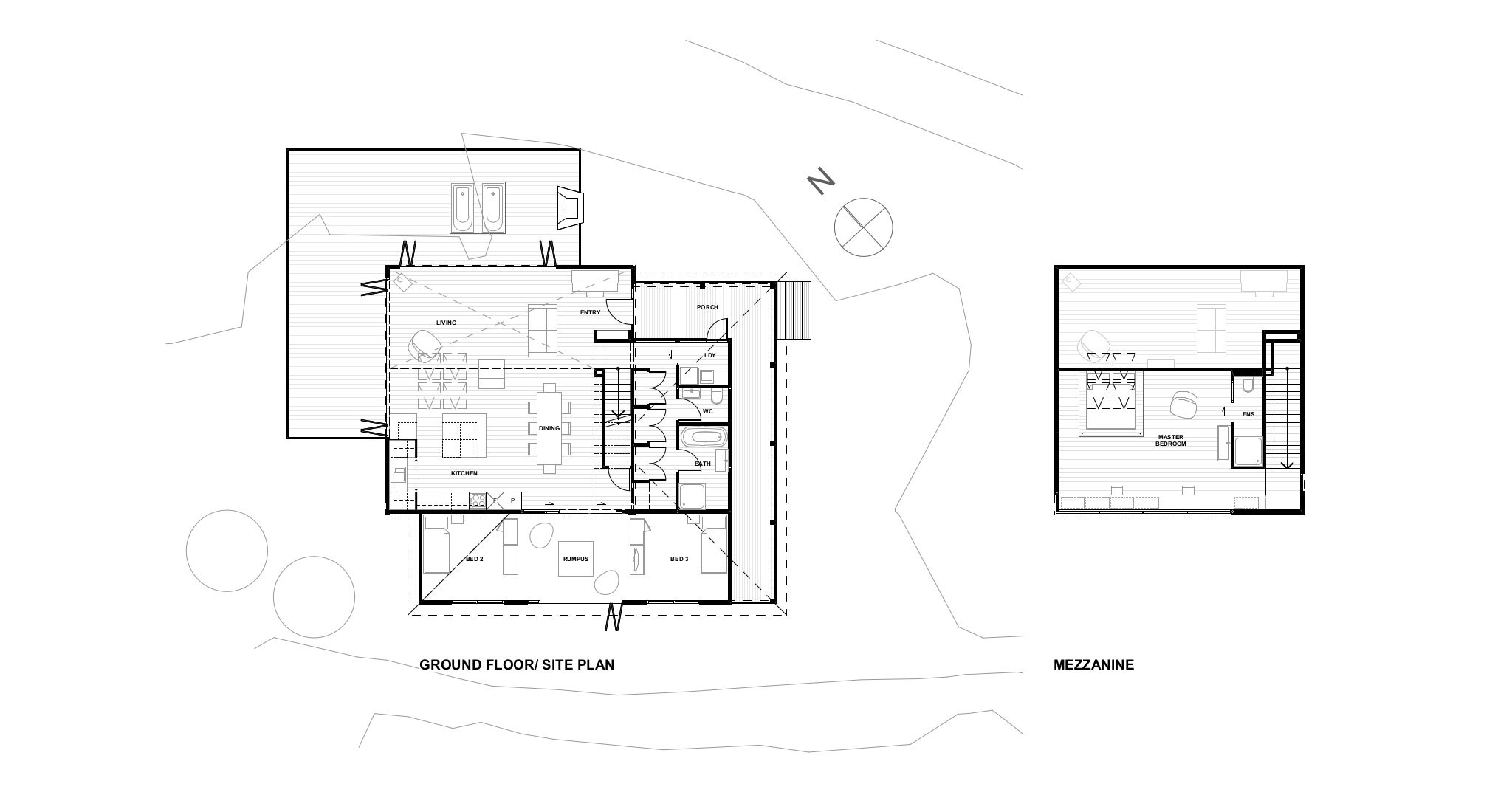 Ground floor and first plans. Back Country House by LTD Architectural. 