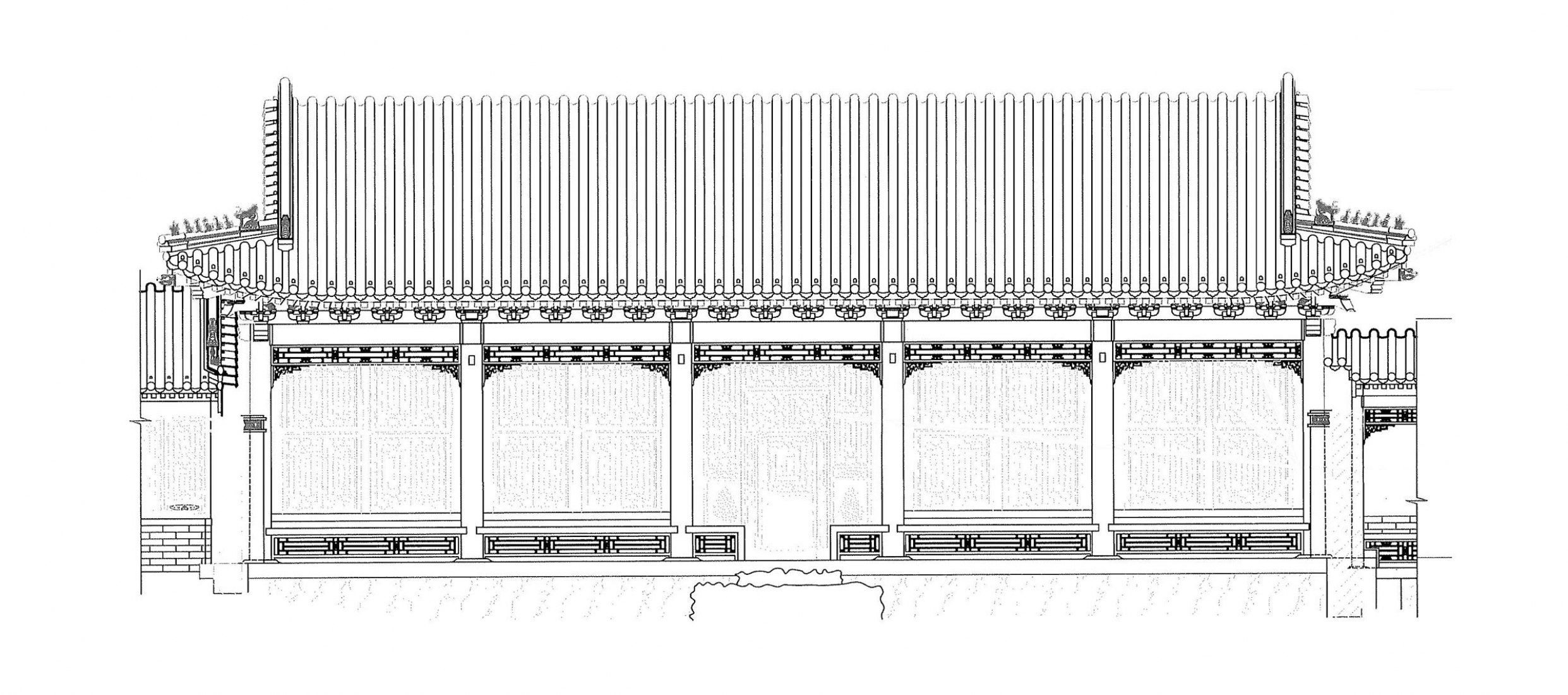 Alzado. Centro de interpretación del dibujo. Imagen cortesía del Fondo Mundial de Monumentos