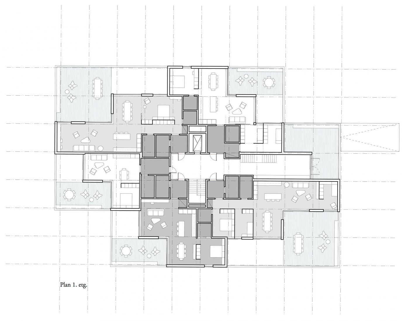 Ground floor plan. Resident tower in Magasinparken by R21 arkitekter.