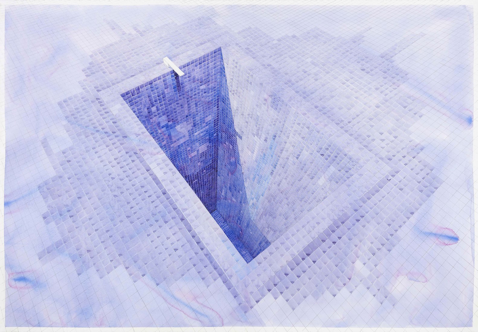 «Morado» por Rachel Valdés, 2023. Acuarela sobre cartulina (188 x 130 cm). Imagen cortesía de Rachel Valdés. 