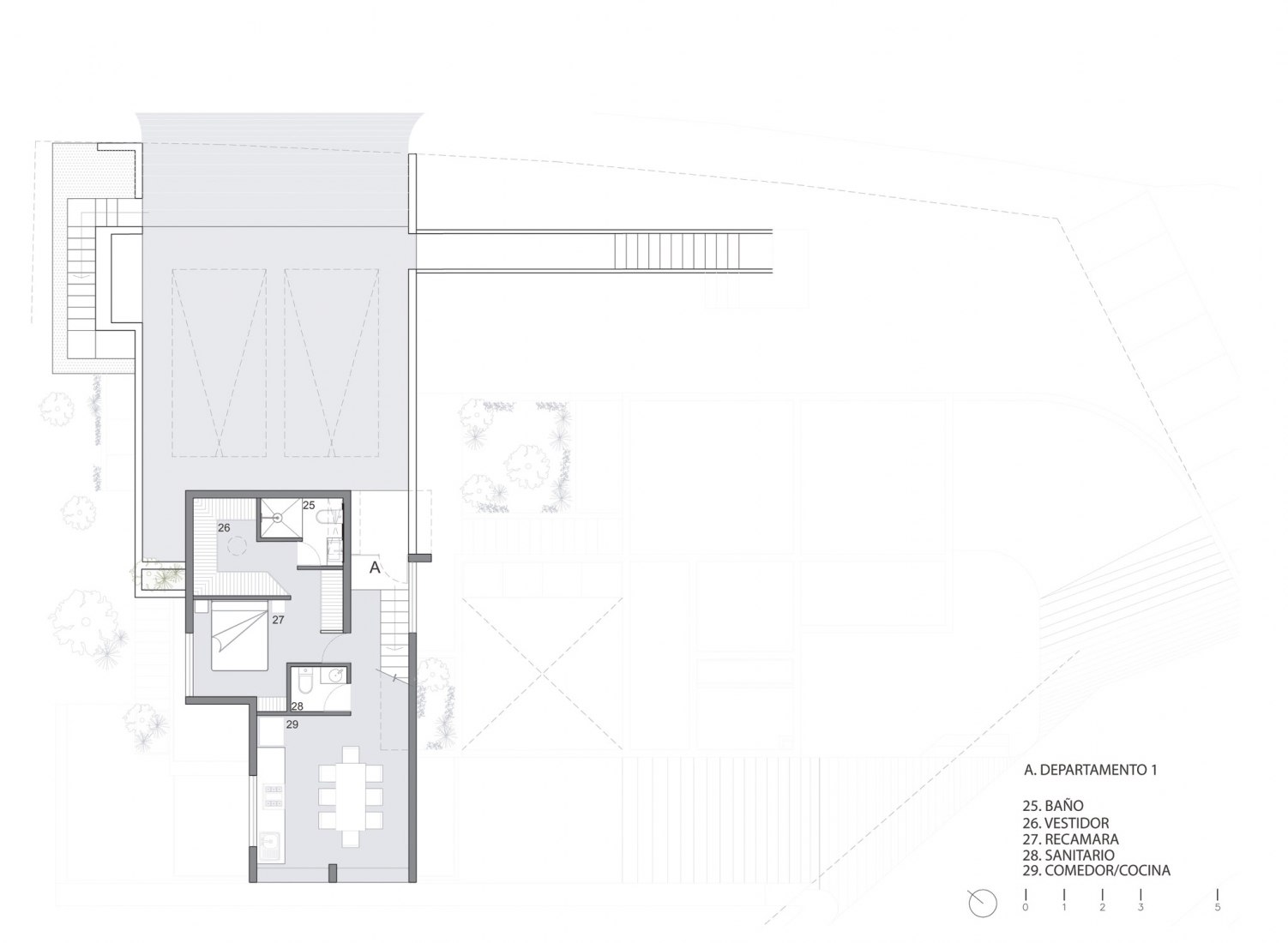 5 Level floor plan. Zoncuantla apartments by Rafael Pardo.
