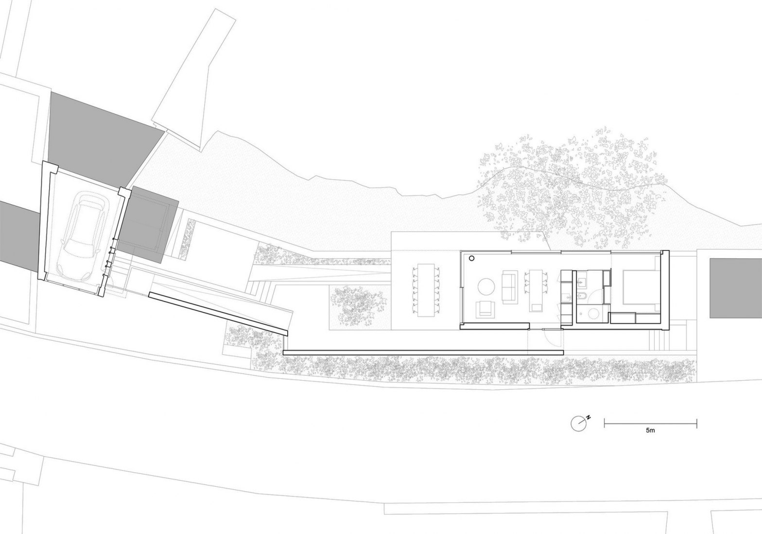 Ground floor plan. Holiday residence renovation in Lugano Lake by Raffaele Cammarata architect.
