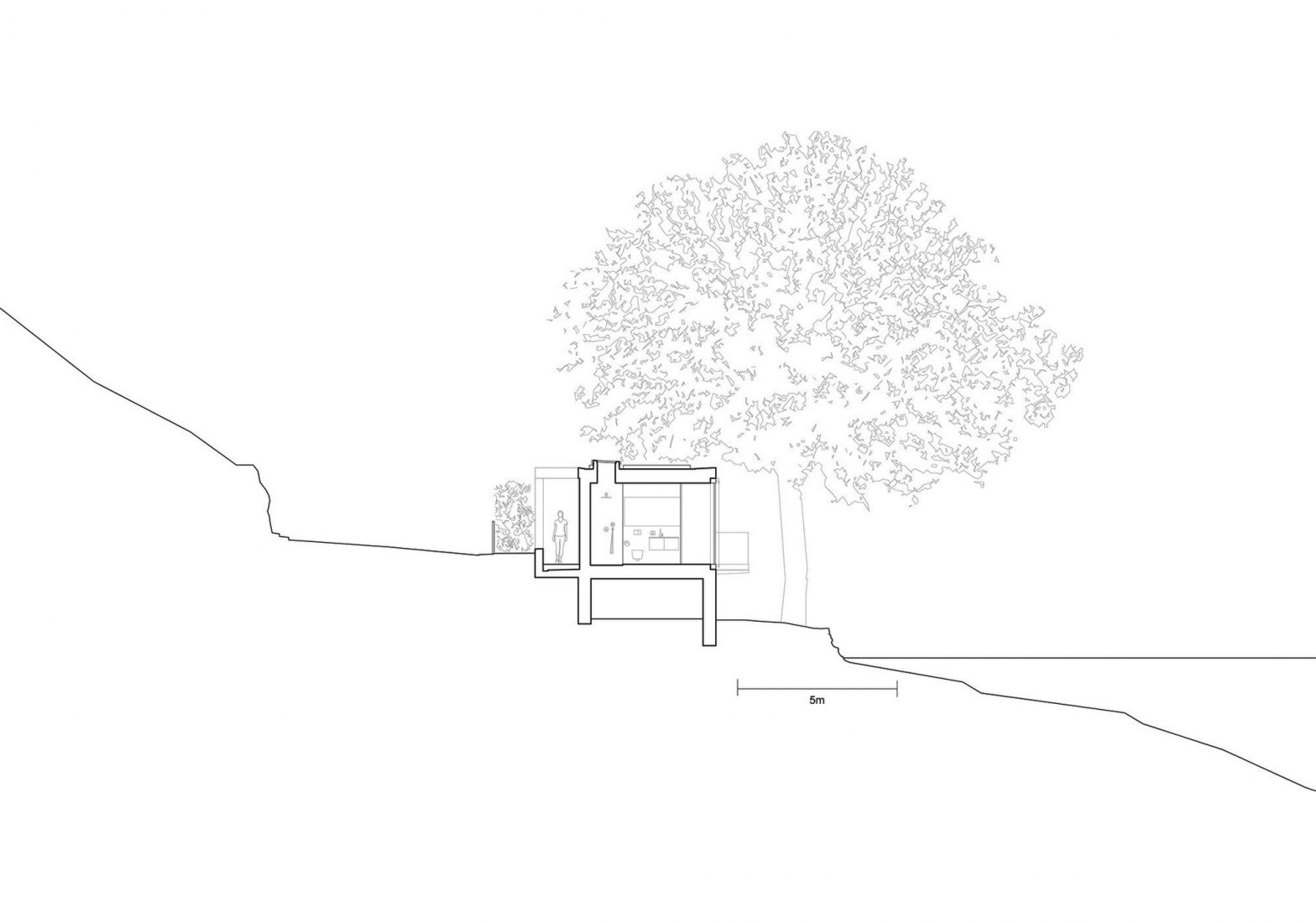 Cross section. Holiday residence renovation in Lugano Lake by Raffaele Cammarata architect.