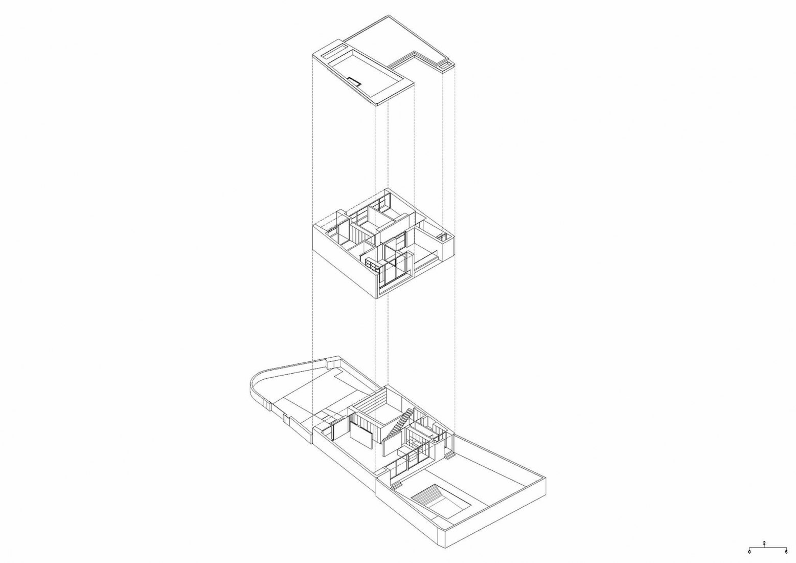 Axonometría. Senhora da Hora House por Raulino Silva
