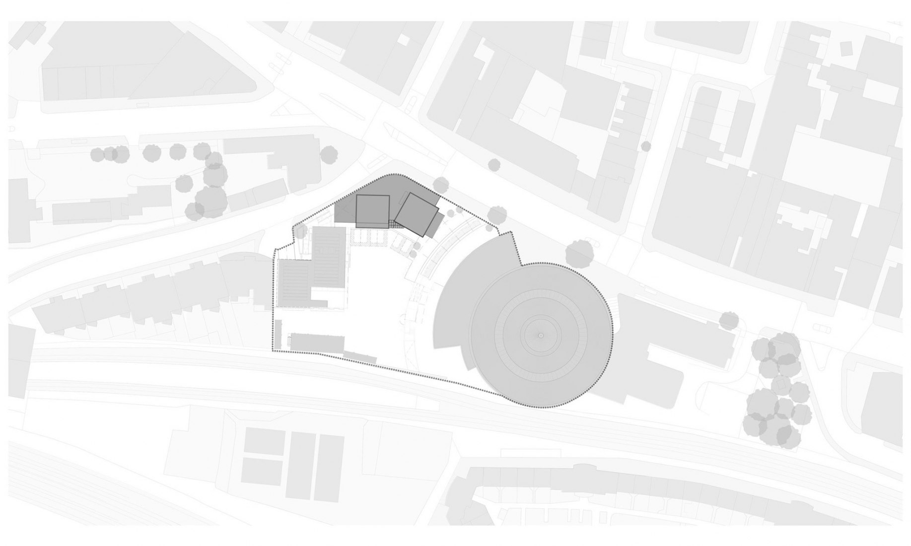 Site plan. Roundhouse Works by Reed Watts Architects + Paddy Dillon.