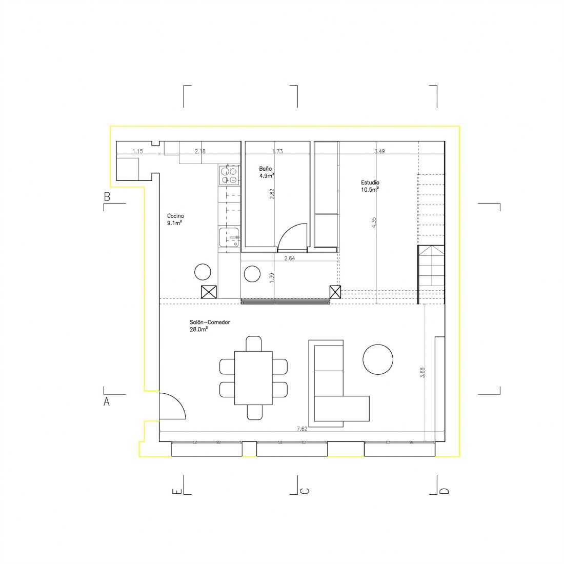 Ground floor plan. MULTIPLYING ARCHITECTURES (II). Loft Renovation by Idearch. Courtesy of the architects