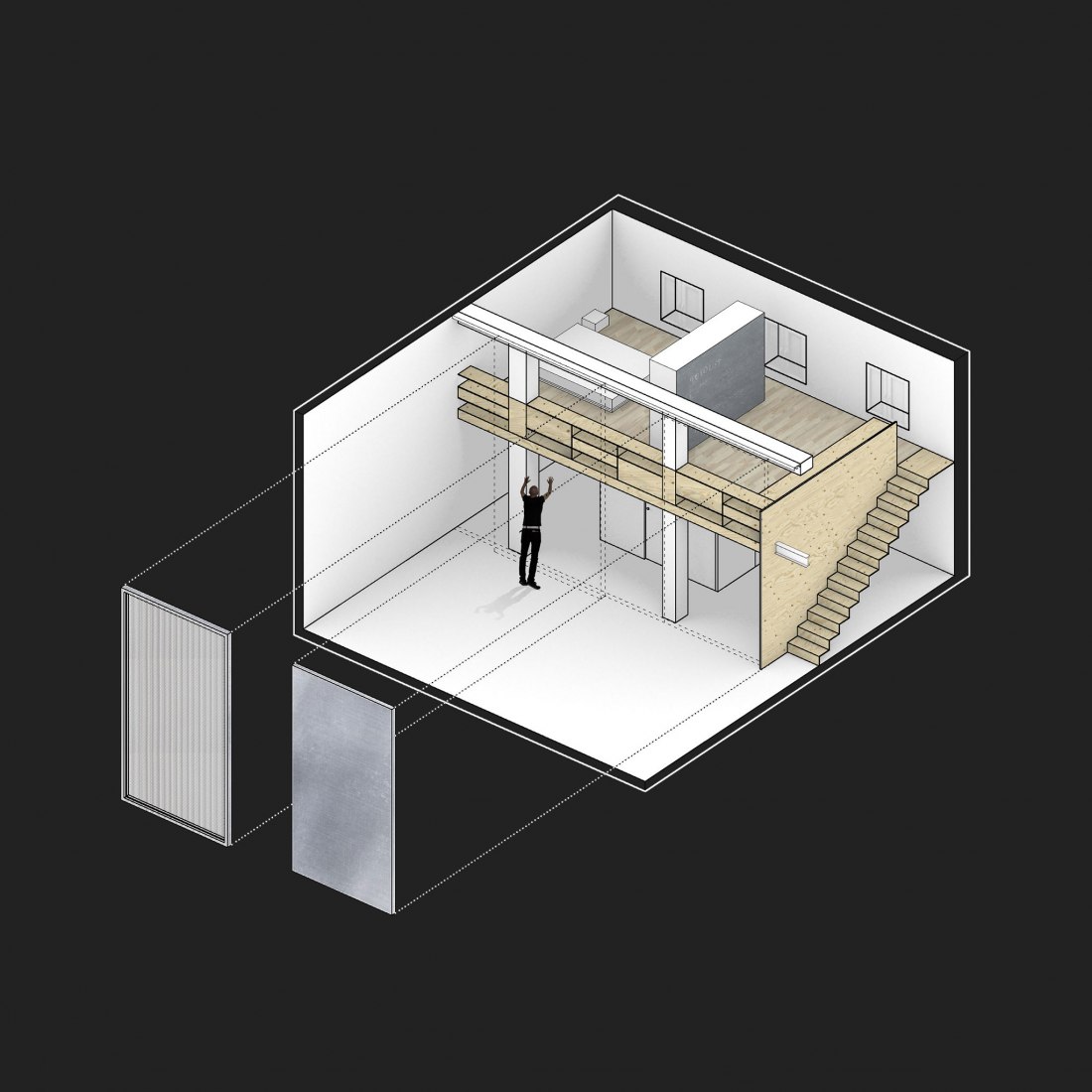 Axonometric MULTIPLYING ARCHITECTURES (II). Loft Renovation by Idearch. Courtesy of the architects