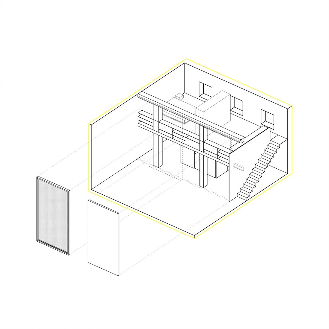 Axonometric MULTIPLYING ARCHITECTURES (II). Loft Renovation by Idearch. Courtesy of the architects