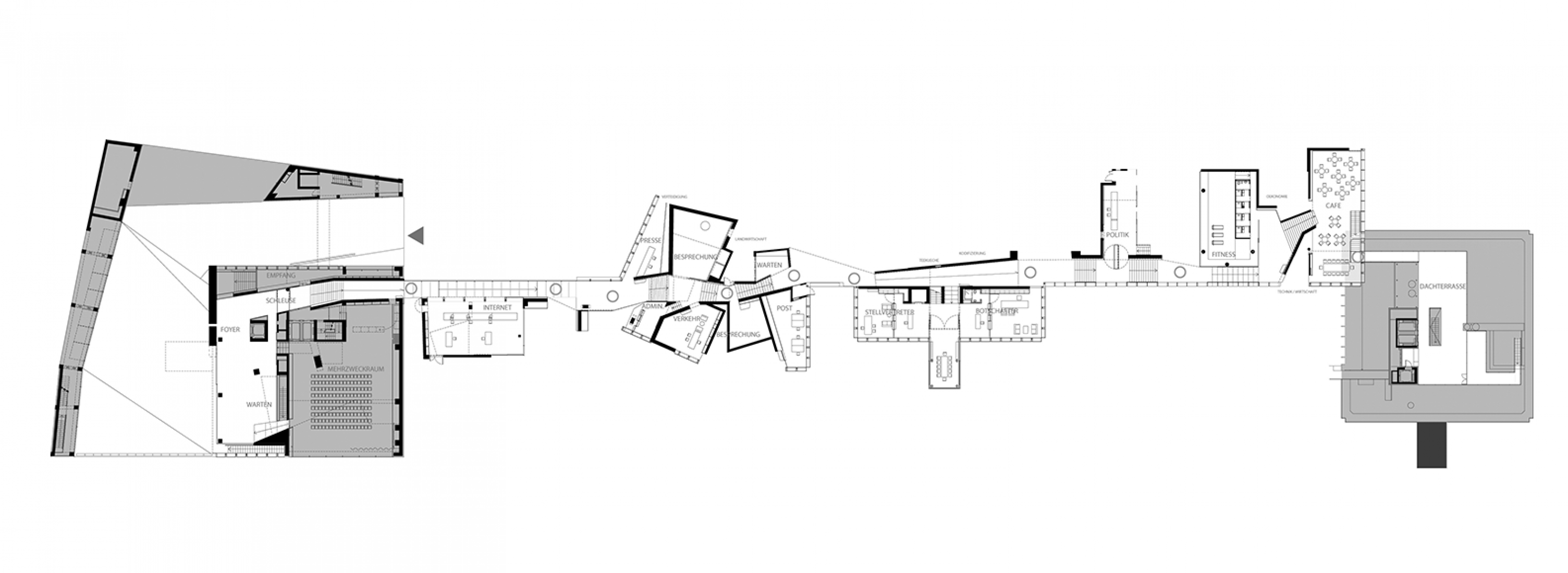 Trajectory plan with public spaces. Embassy of the Netherlands in Berlin by OMA