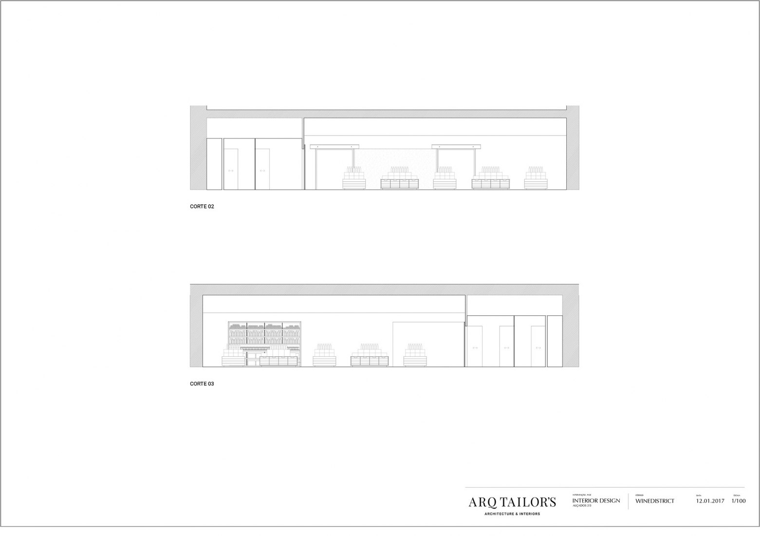 Secciones. Bar Wine District por Arq Tailor's.