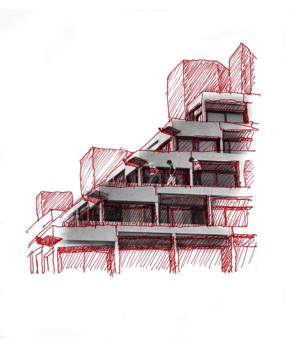 Dibujo de Zigurats, UEA por Jamie Fobert.