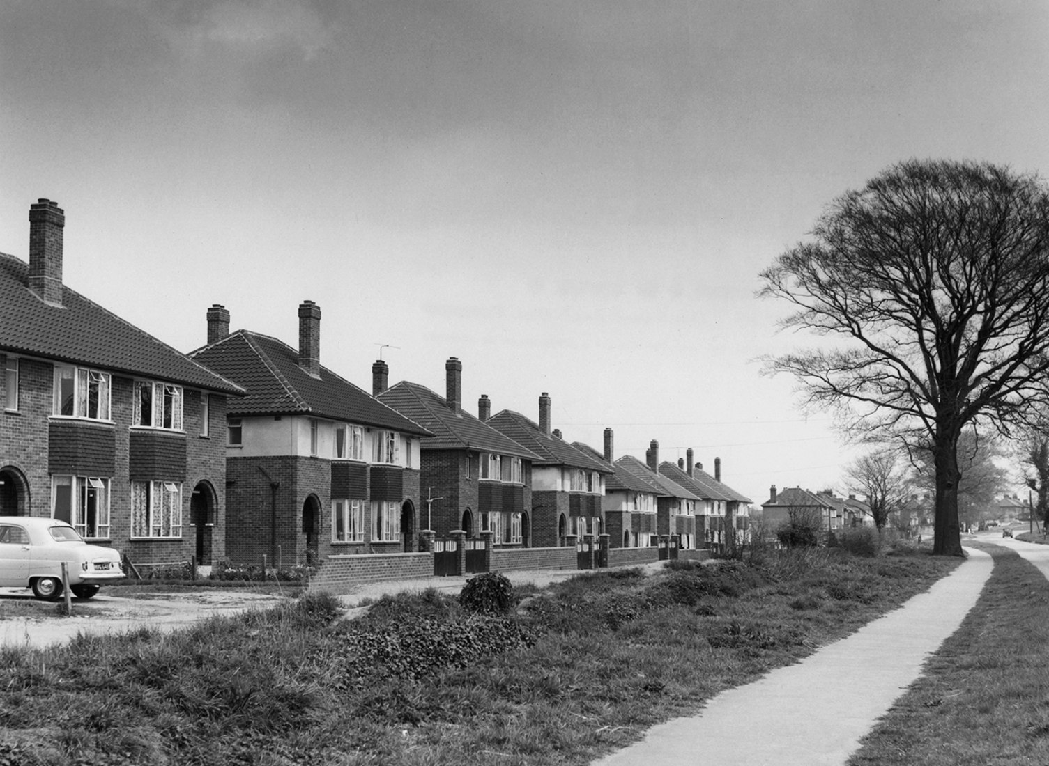 Casas adosadas en la carretera Dereham Road, Norwich, 1956 © Architectural Press Archive. Colección de RIBA.