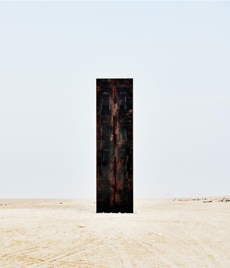A portion of his sculpture ‘East-West/West-East’ in the Qatari desert Photograph by Richard Serra, East-West/West-East, 2015.
