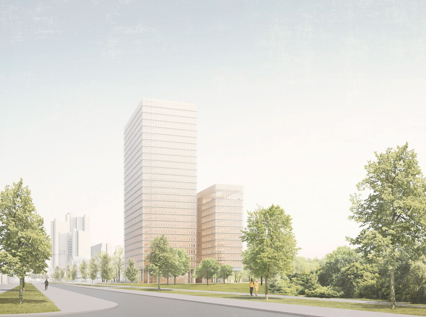 Richard-Strauss-Straße office building por David Chipperfield Architects. Vista desde el sur. © David Chipperfield Architects.