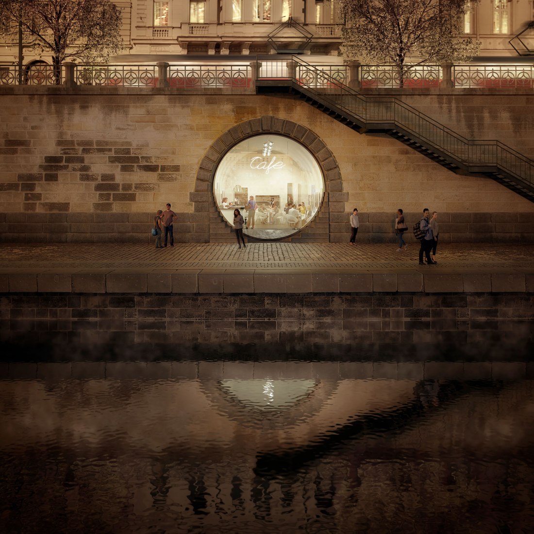Visualización, bóvedas. La orilla del río de Praga por petrjanda / brainwork