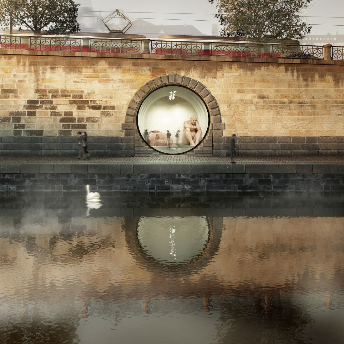 Visualización diurna, bóvedas. La orilla del río de Praga por petrjanda / brainwork
