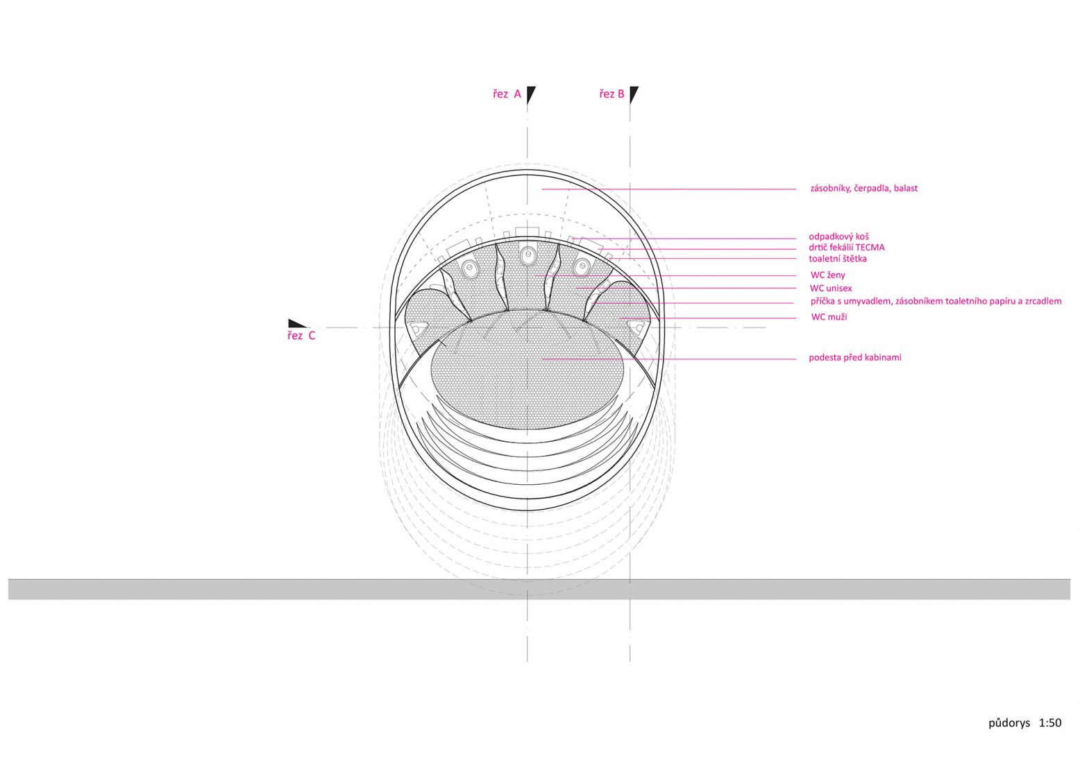 Plano de planta. Aseos flotantes. La orilla del río de Praga por petrjanda / brainwork