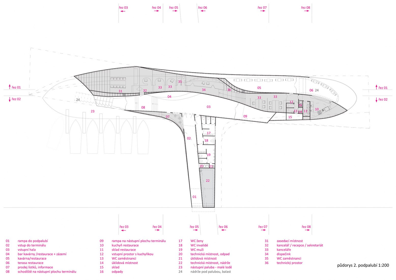 Plano del segundo nivel del casco. Terminal. La orilla del río de Praga por petrjanda / brainwork
