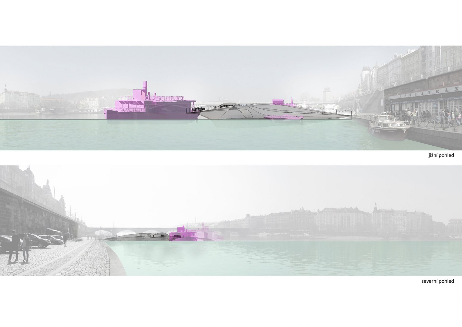 Alzado Sur-Norte. Terminal. La orilla del río de Praga por petrjanda / brainwork