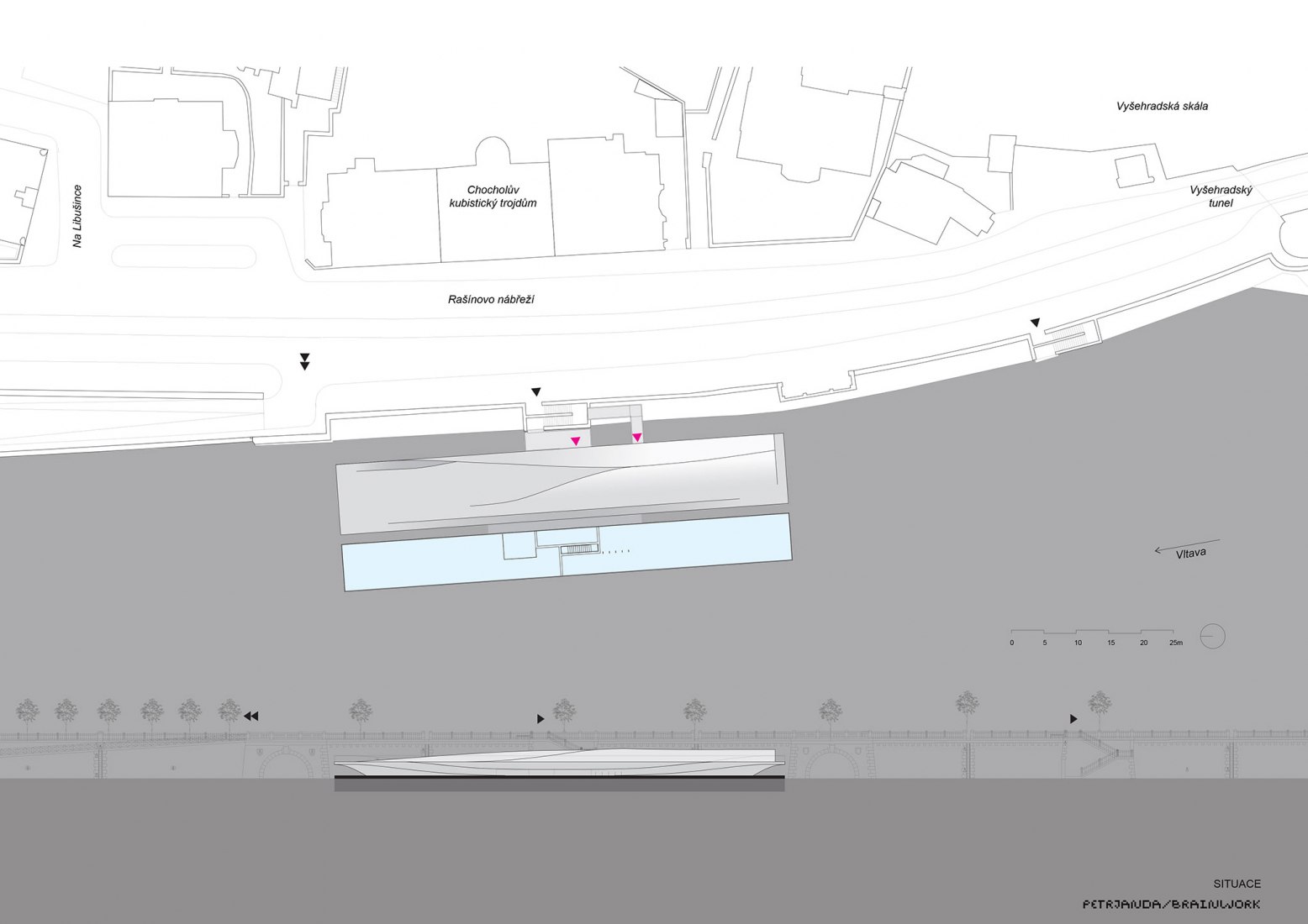 Plano de situación. Piscina flotante. La orilla del río de Praga por petrjanda / brainwork