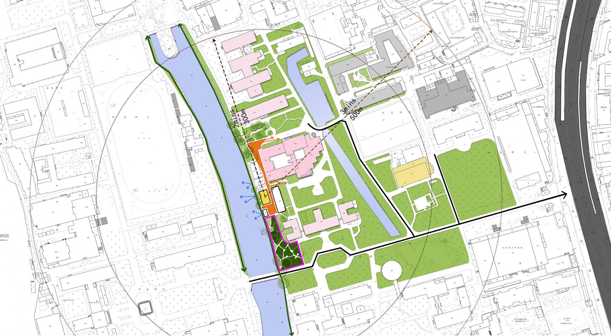 Site plan. Liva Riverside Book Bar by Lacime Architects.
