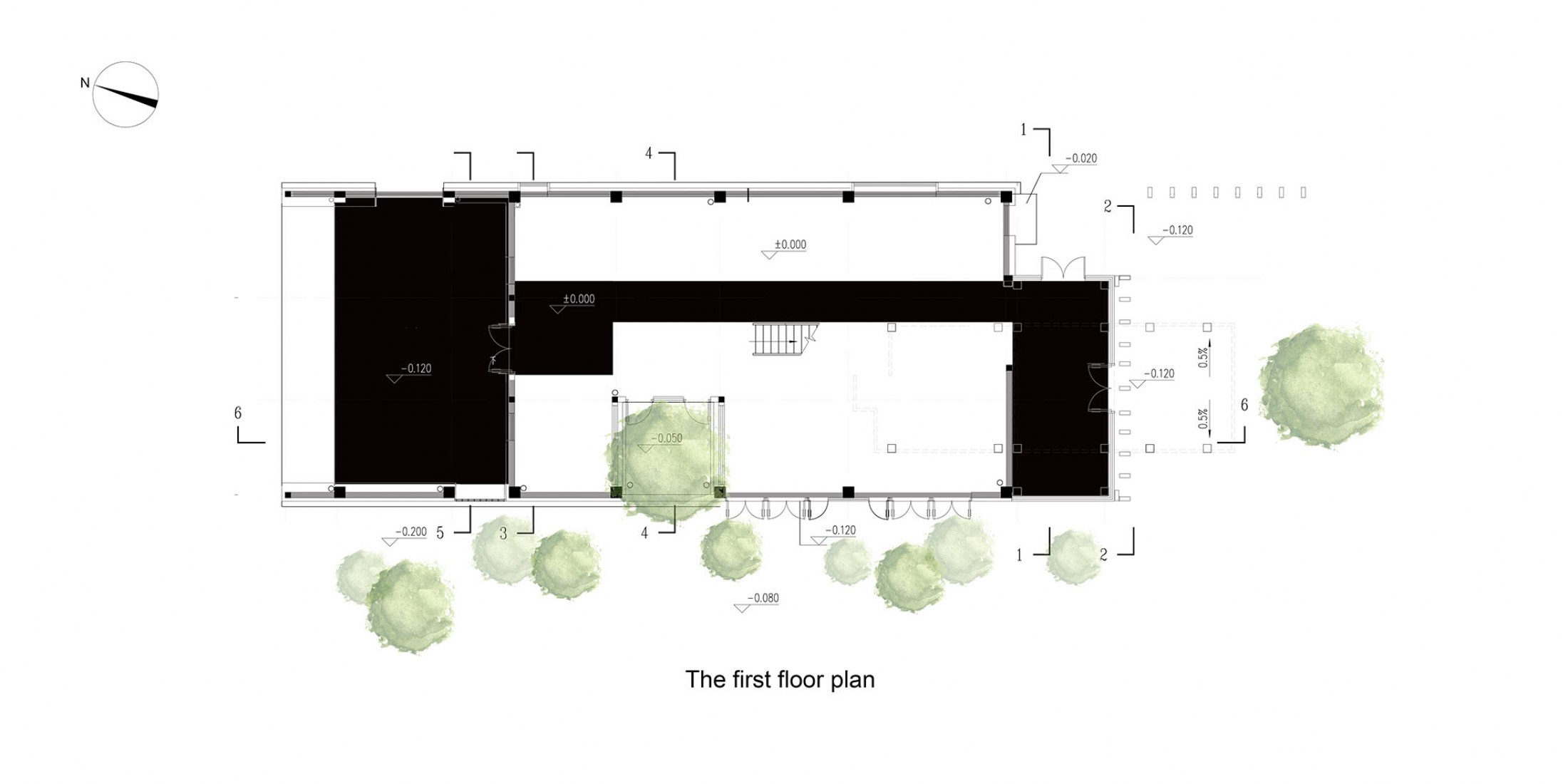 Ground floor plan. Liva Riverside Book Bar by Lacime Architects.