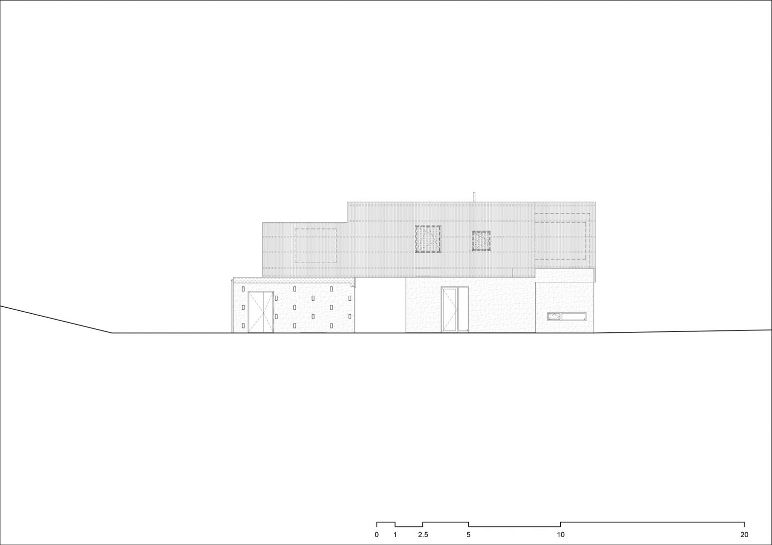 Alzado sur. Casa familiar Hlubocepy por RO_AR architects.