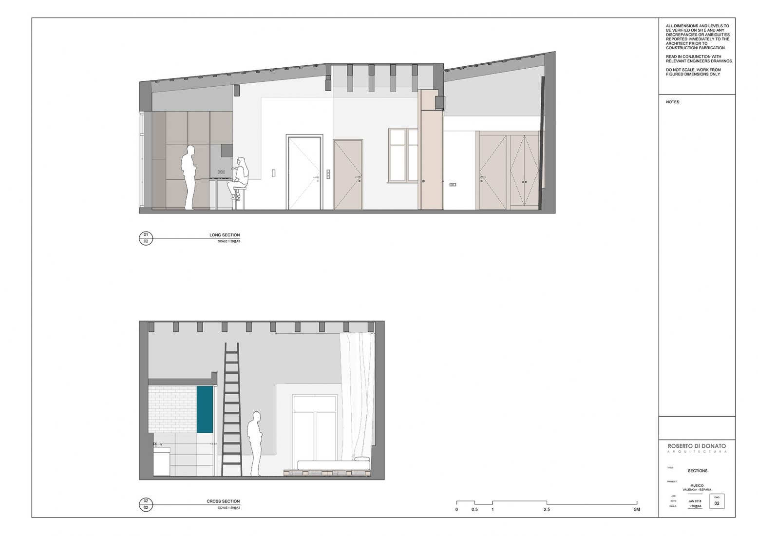 Sections. Apartment Musico Iturbi by Roberto di Donato Architecture
