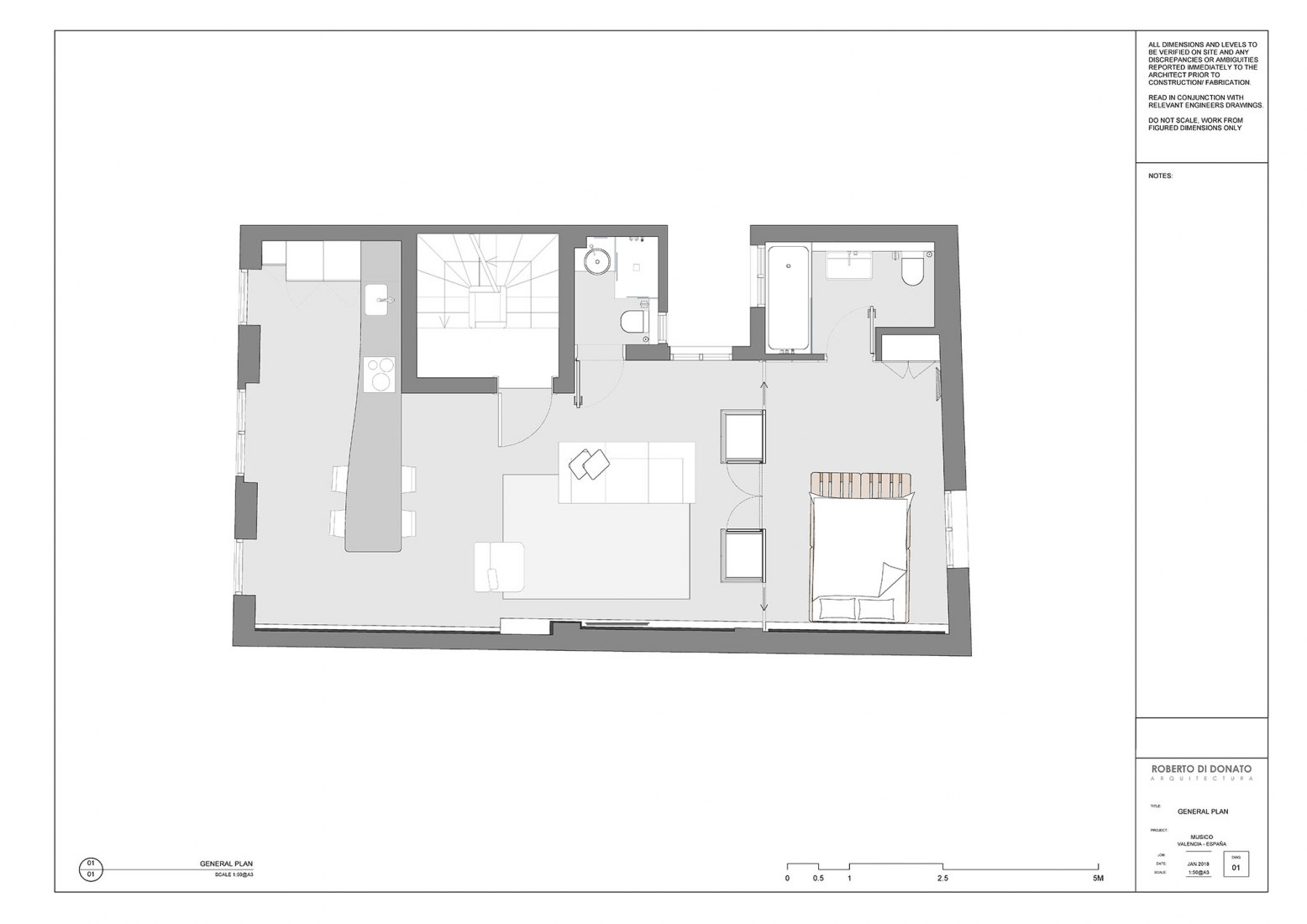 Ground floor. Apartment Musico Iturbi by Roberto di Donato Architecture