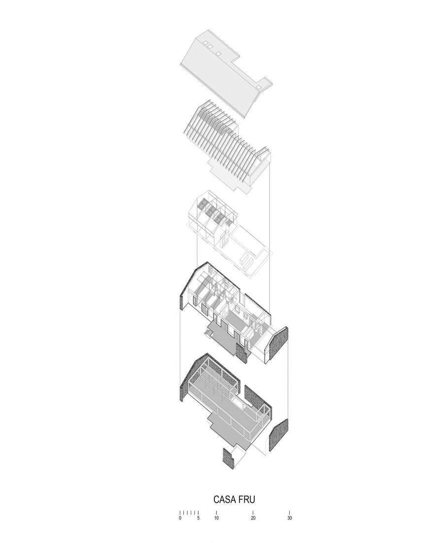 Axonometría. Casa FRU by Roberto Lebrero and Borja Gómez.