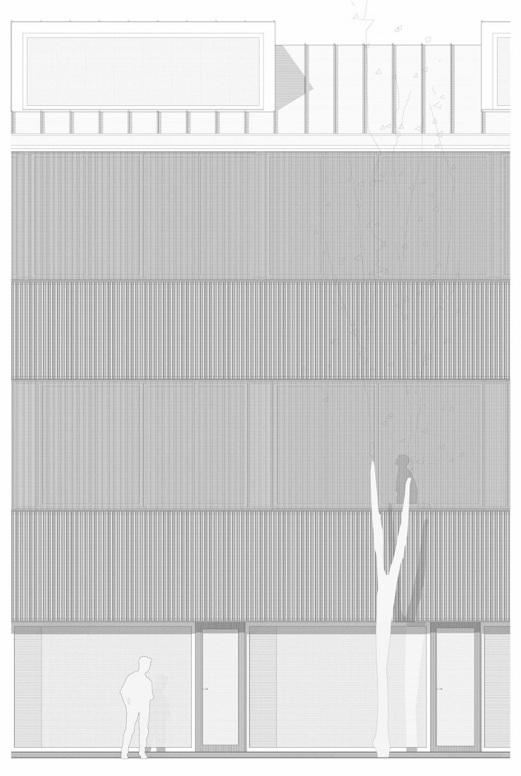 Elevation details. Runnymede College Campus by Rojo/Fernández-Shaw, arquitectos