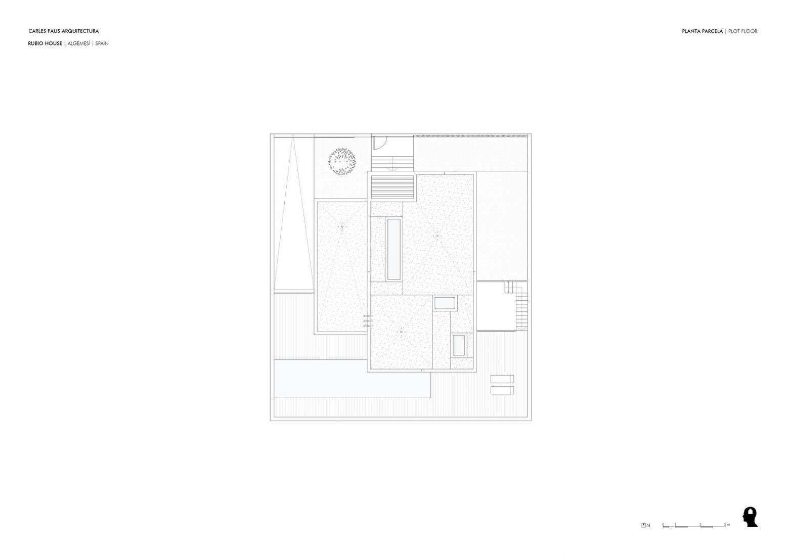 Plano planta parcela. Rubio House por Carles Faus Arquitectura.