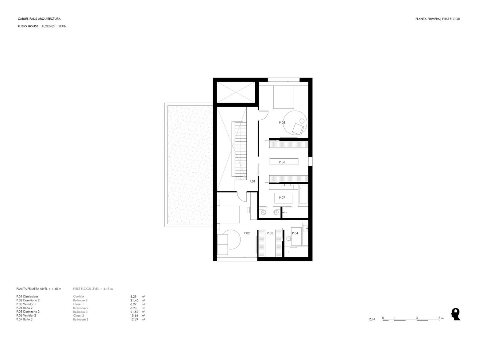 Plano primera planta. Rubio House por Carles Faus Arquitectura.