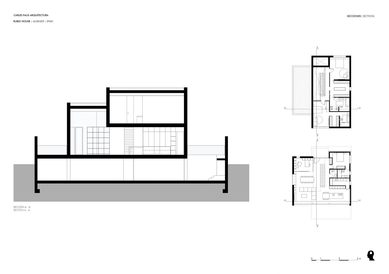 Sección. Rubio House por Carles Faus Arquitectura.