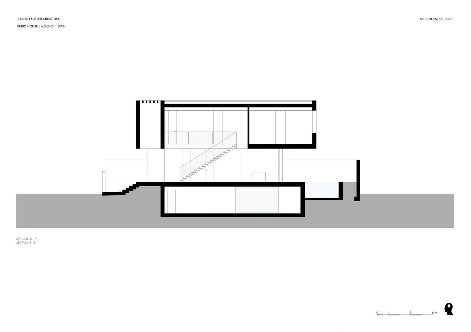 Sección. Rubio House por Carles Faus Arquitectura.
