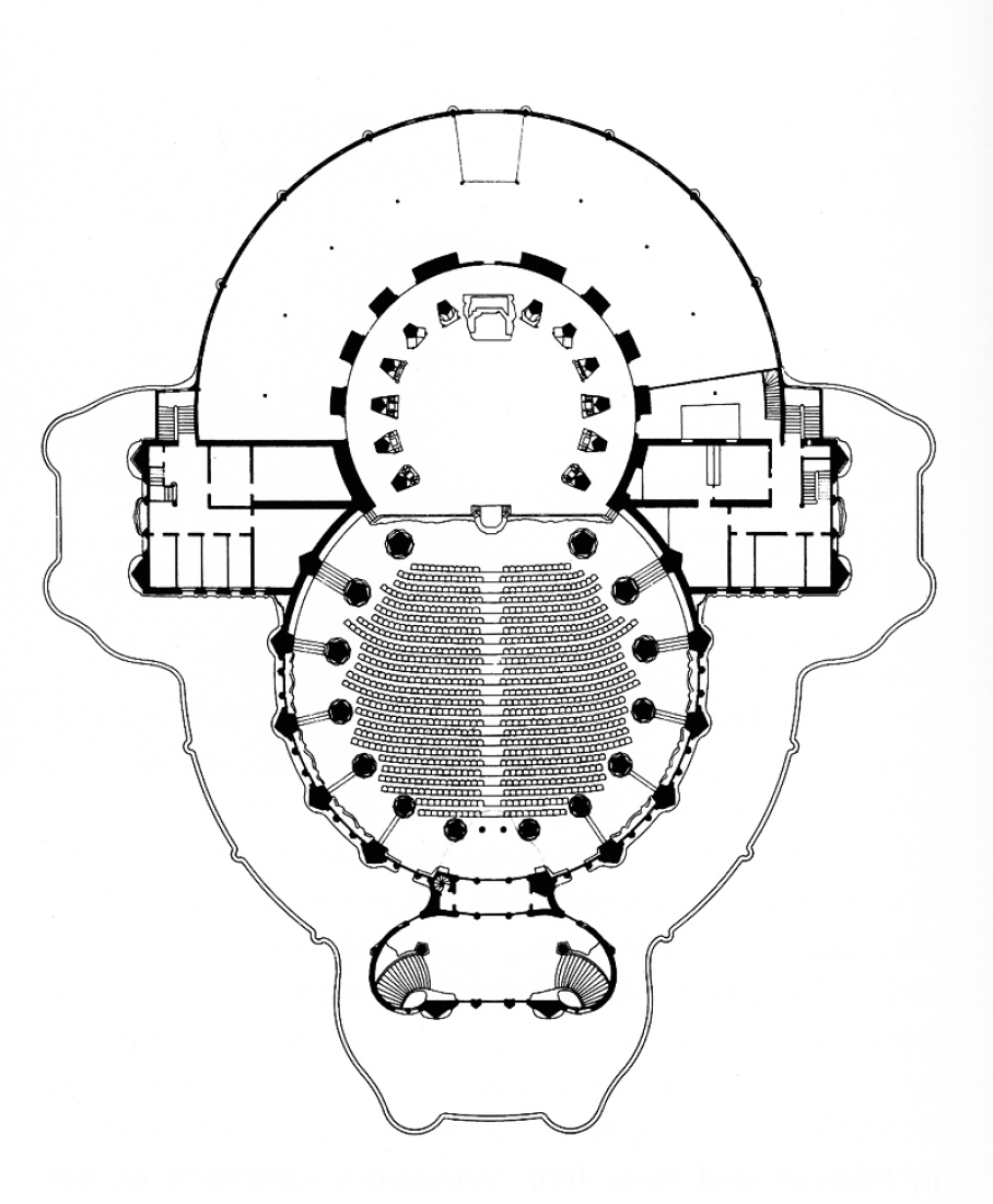 First floor plan. The first Goetheanum. At the edge of expressionism: Rudolf Steiner.  Photography © Courtesy of Rudolf Steiner Web.