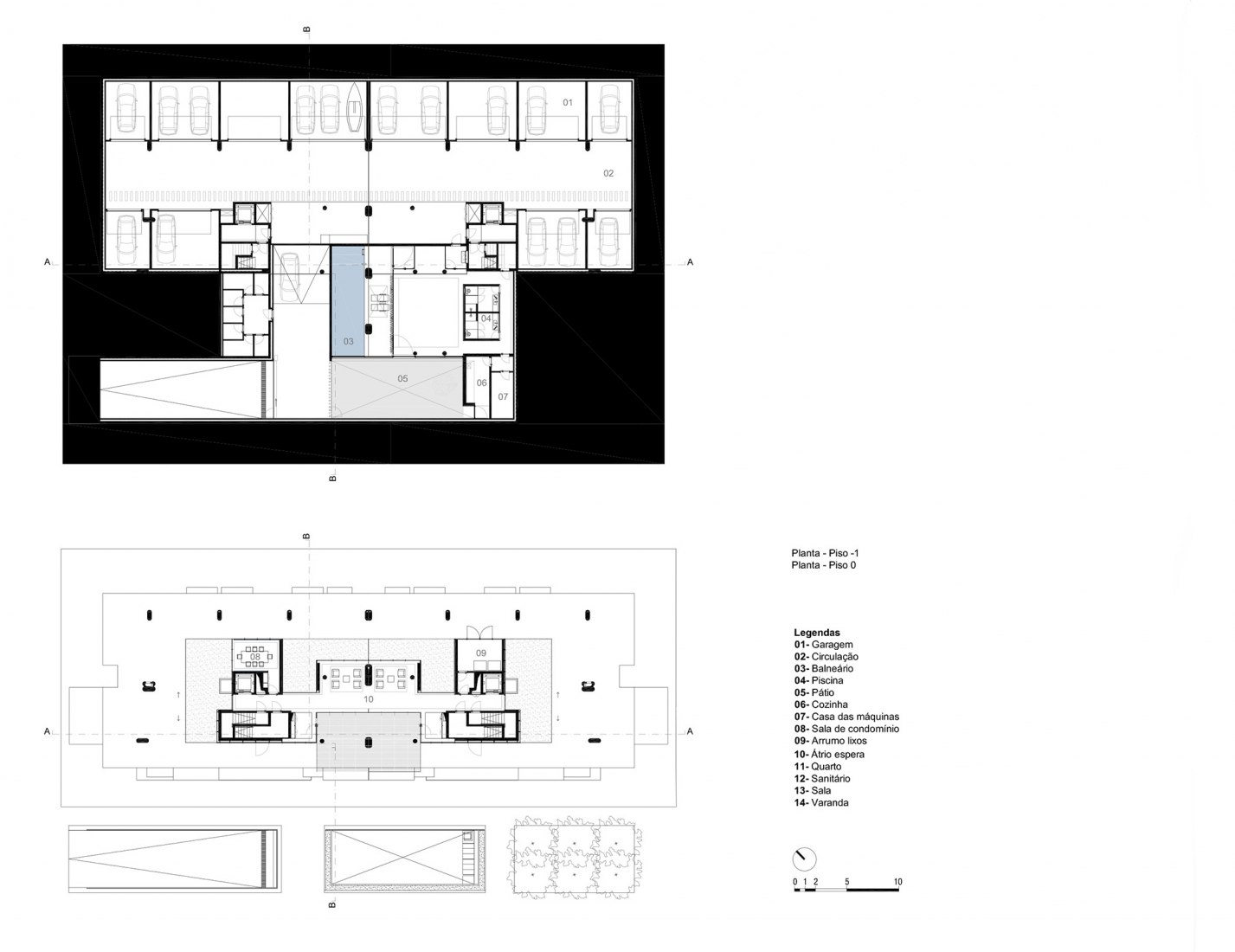 Basement + Ground floor plan. ORIZZONT Building by Rvdm Arquitectos.
